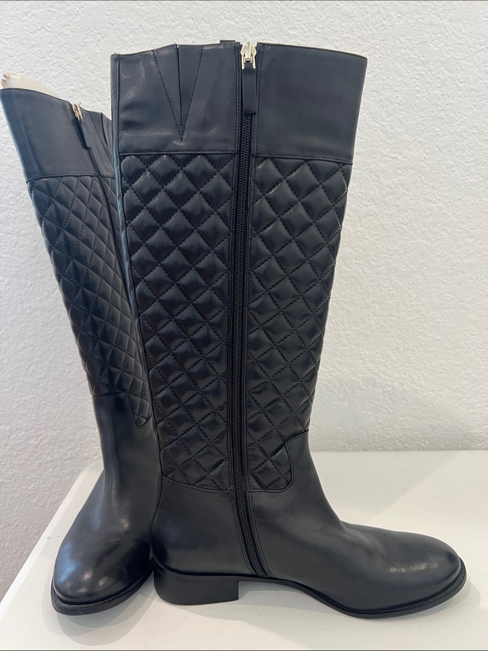 Talbots Black Quilted Knee-High Riding Boots - Picture 2 of 7
